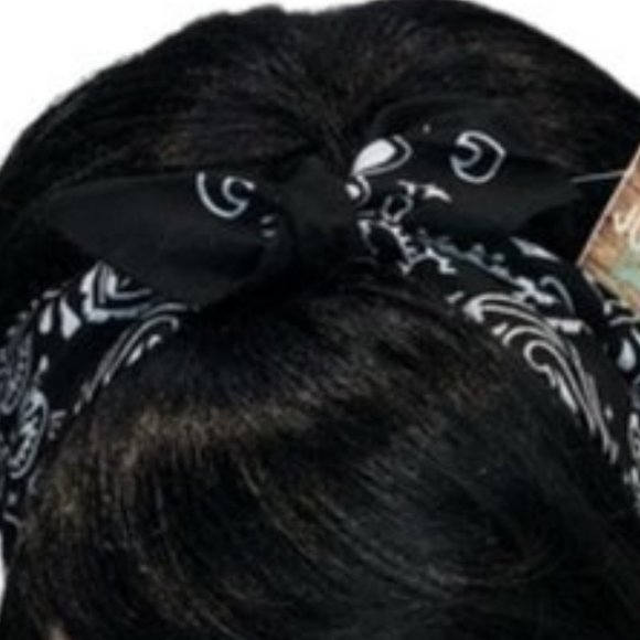 Black Paisley Rockabilly Bandana Tie Headband - Picture 9 of 13